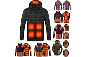 Xdegoge Unisex Heated Jackets Women & Men Winter Warm Heated Jackets Rechargeable USB Hood Puffer Heated Jacket with Pocket