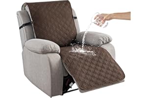 YUEANG 23.6'' Recliner Chair Covers 100% Waterproof Recliner Cover,Non-Slip Recliner Chair Cover Sofa Slipcover,Washable Couch with Elastic Straps Protector for Kids, Dogs, Pets Chocolate