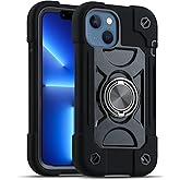 MARKILL Compatible with iPhone Case with Ring Stand, Heavy-Duty Military Grade Shockproof Phone Cover (Black, iPhone 13 Pro Max)