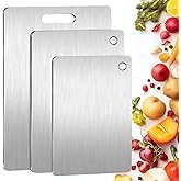 100% Pure Titanium Cutting Board Set of 3, 2026 New Upgrade Titanium Cutting Boards for Kitchen, Double Sided Food-Grade Chopping Board for Meat Vegetable Fruit (S+M+L)