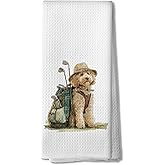 DOFQZ Goldendoodle Golf Kitchen Towels, Goldendoodle Gifts for Women Dish Tea Towels for Kitchen Decor, Golf Golfing Golfer Gifts for Women Hand Towel for Bathroom, 16x24 Inch, CC124