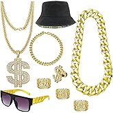 Boonbery Hip Hop Costume Kit 80s 90s Rapper Accessories, Outfits for Men Women Cosplay Gatherings Club Nostalgia Old School Themed Party Supplies