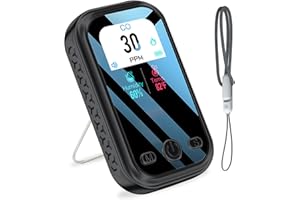 LSENLTY Upgraded Portable Carbon Monoxide Detectors, 120-Hour Standby Time, 3 in 1 CO Monitor(Temp, Humidity and CO Value), Alarm Function, Lanyard and Bracket Design, Easy to Use CO Detector (Black)