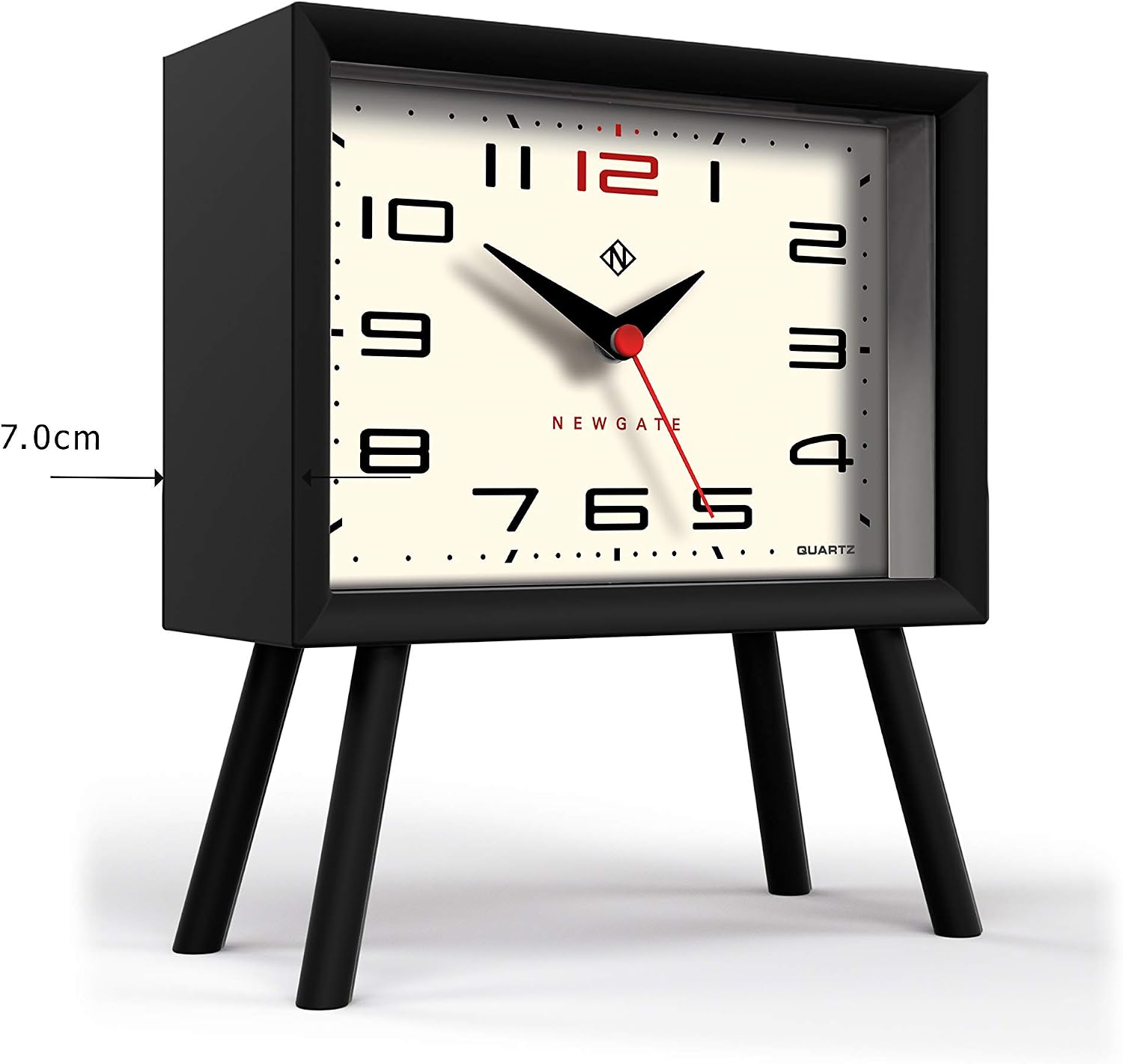 NEWGATE Henry Mantel Clock Black with Silent Non-Tackle Movement, Plastic, Cream, 19 x 16.5 x 7.5 cm, 19 x 16.6 x 7.5cm - Image 5