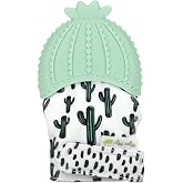Itzy Ritzy Silicone Teething Mitt, Soothing Infant Teething Mitten (Cactus) | With Adjustable Strap, Crinkle Sound &amp; Textured Silicone to Soothe Sore Gums, Prevent Scratches &amp; Provide Teething Relief