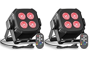 Dazzlingstage Mini Stage Lights, Corded 4 * 8w Led Par Lights, Lightweight RGBW 4 in 1 LED Stage Lights with DMX512, Sound-Activated Controlled, 4/8 CH Par Lights for Home, Party, Show, Event, 2 Pack