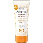 Aveeno Protect + Hydrate Face Sunscreen, SPF 60 Broad Spectrum, for Sensitive Skin, Travel Size, Water Resistant, Paraben, Ox