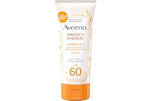 Aveeno Protect + Hydrate Face Sunscreen, SPF 60 Broad Spectrum, for Sensitive Skin, Travel Size, Water Resistant, Paraben, Ox