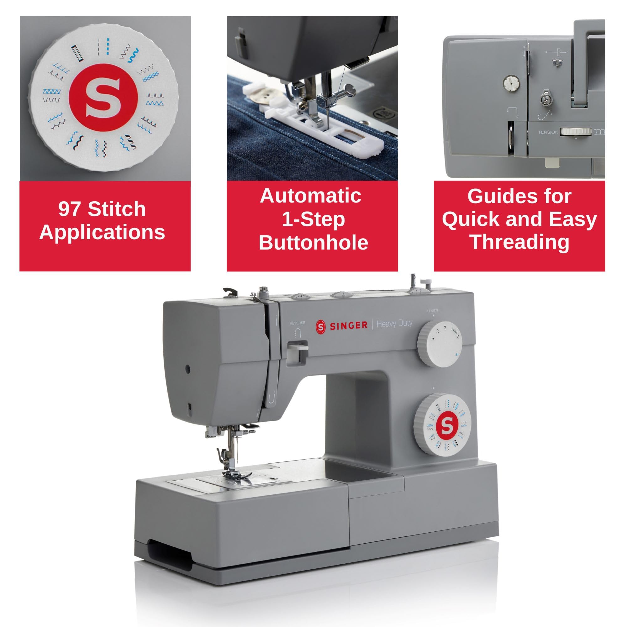 SINGER | 4423 Heavy Duty Sewing Machine With Included Accessory Kit, 97 Stitch Applications, Simple, Easy To Use & Great for Beginners