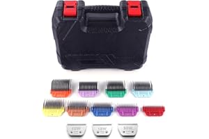 YAZIYIR 10W/15W/30W Dog Animal Stainless Steel Wide Clipper Attachment Guard Comb Set for A5 Series | Snap-On/Off Design Combs,Only Fir for 10W/15W/30W Wide Blade (12-Piece)