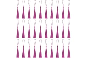 VAPKER 30 Pieces Dark Pink Tassels 13cm/5-Inch Silky Handmade Soft Mini Tassels Floss Bookmark Tassels with 2-Inch Cord Loop for Jewelry Making, DIY Projects, Bookmarks