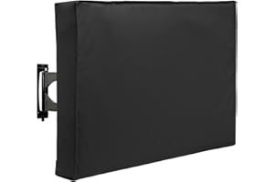 SunPatio Outdoor TV Cover, Waterproof & Weatherproof Screen Cover, Fits 53-55 inch Most TV Mounts and Stands, with Built-in Remote Pocket for Outside LED LCD Flat Screen, Black