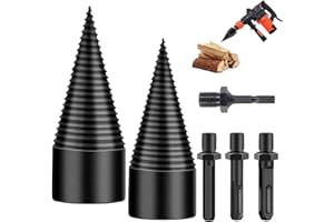LAIAMER Wood Splitter Drill Bit, 6Pcs Log Splitters Drill Bit 32MM + 42MM Firewood Drill Bit, Easy Split Drill Bit Wood Splitter with Hex + Round + Square Shank