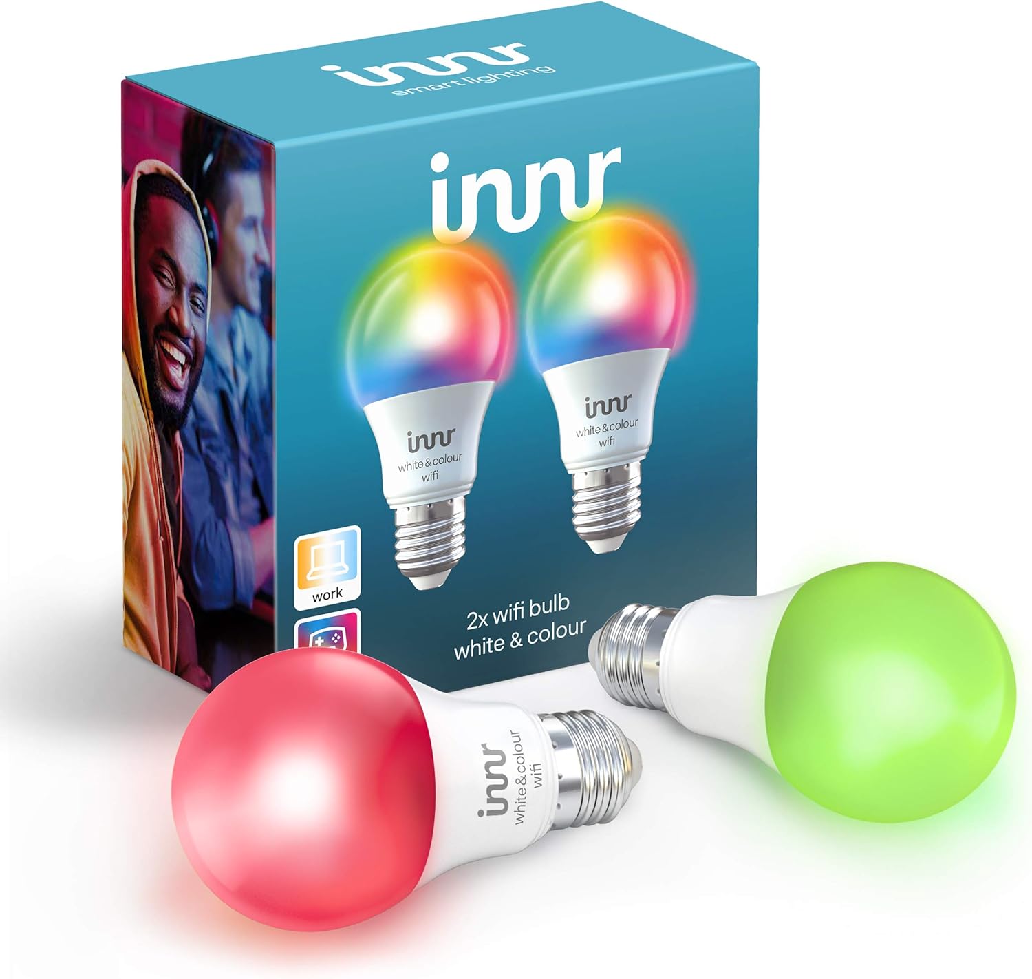 Innr WiFi Smart Bulb E27, White & Colour, Works with Alexa & Hey Google (No Hub Required), Dimmable, 16 Million Colours
