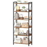 HOOBRO Bookshelf, 6-Tier Industrial Bookcase, Book Shelf Storage Organizer, Tall Bookshelf with Metal Frame for Living Room, Bedroom, Home Office, Kitchen, Rustic Brown and Black BF726SJ01