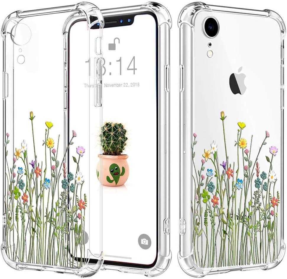 CAROKI iPhone XR Case, Slim Crystal Clear TPU Bumper Cushion Cover with Reinforced Corners,Transparent Scratch Resistant Rugged Cover Protective Case for iPhone XR-Spring