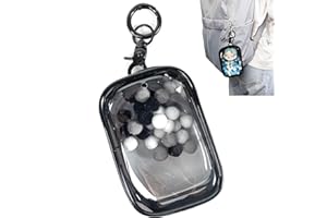 ZZFENGKR Clear Figures Display Bag, Portable Figures Storage Bag with Keychain, Mini Doll Hanging Blind Box, Single Zipper Closure Dustproof Collectibles Case for Mini Figures, Dolls (Black, Square)