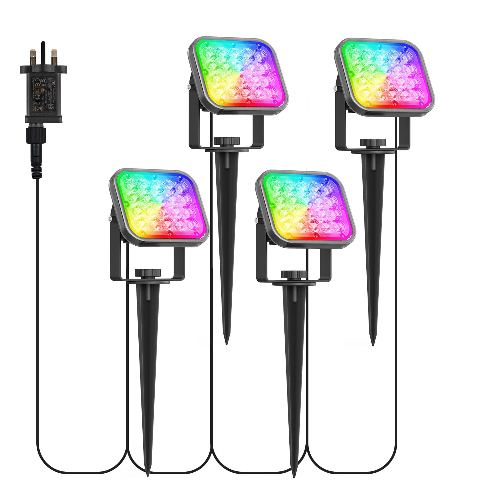 NATPOW Garden Lights Mains Powered, RGB Spot Lights with APP Control, IP65 Waterproof Landscape Spotlights Color Changing Outdoor Decorations for Garden, Lawn, Pathway Decking
