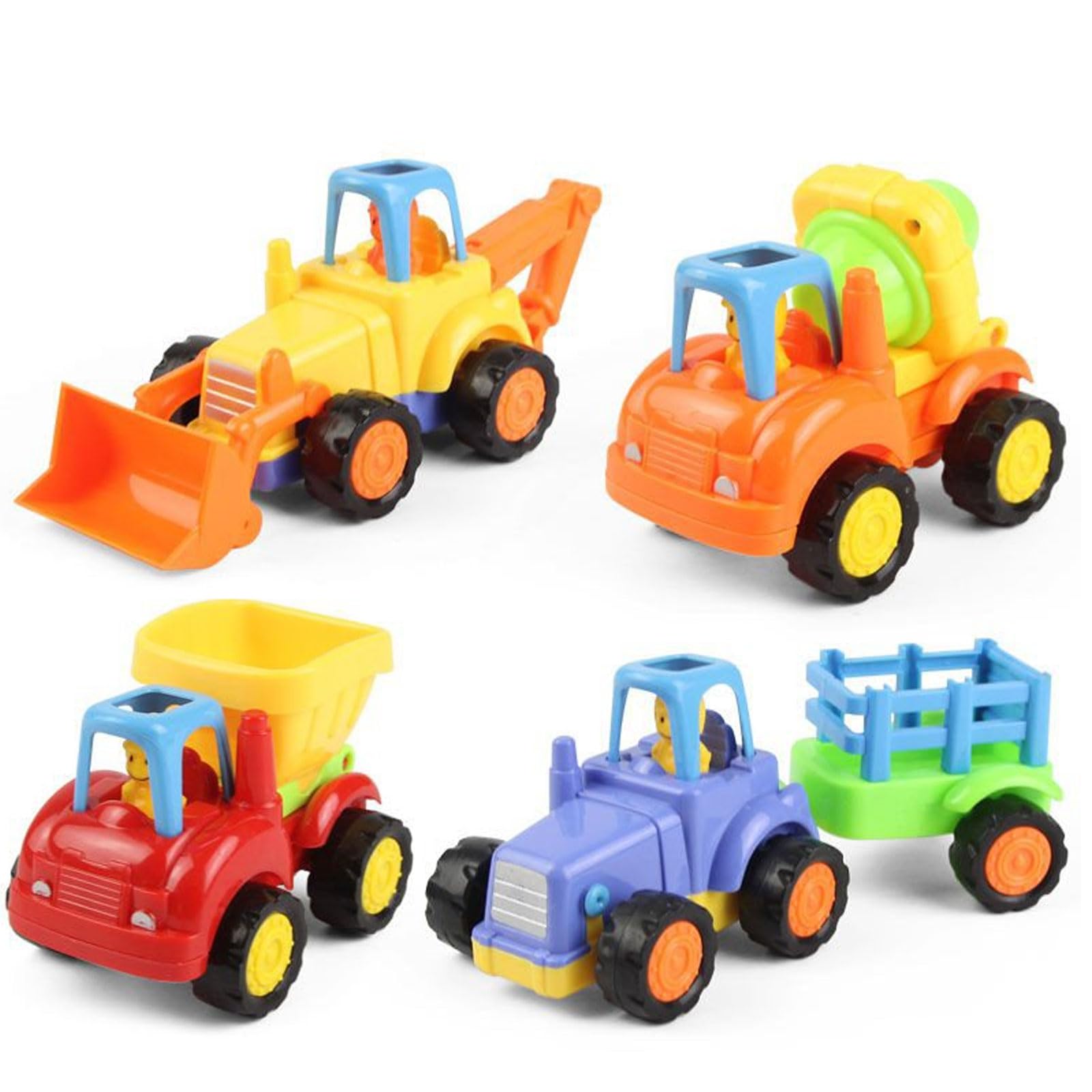 MUNSKT 4 Pieces Baby Toy Car Friction Powered Car for 1, 2, 3 Year Olds, Stroller Playset for Boys & Girls, Early Education Toys