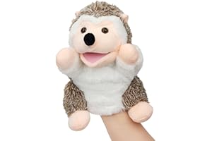Easfan Hedgehog Hand Puppet with Movable Mouth Interactive Storytelling Cute Soft Plush Toy Creativity and Imagination Easter Christmas Birthday Gifts for Toddlers Kids,10’’