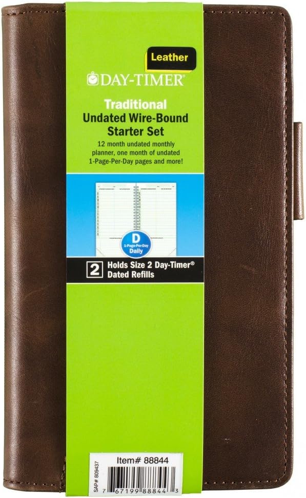 DayTimer Aviator Distressed Leather Wallet Starter Set, Undated