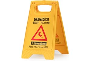 DiDiBirDi Caution Wet Floor Sign,Bilingual Double-Sided Safety Warning Signs,A Frame Safety Wet Floor Signs Commercial,Yellow