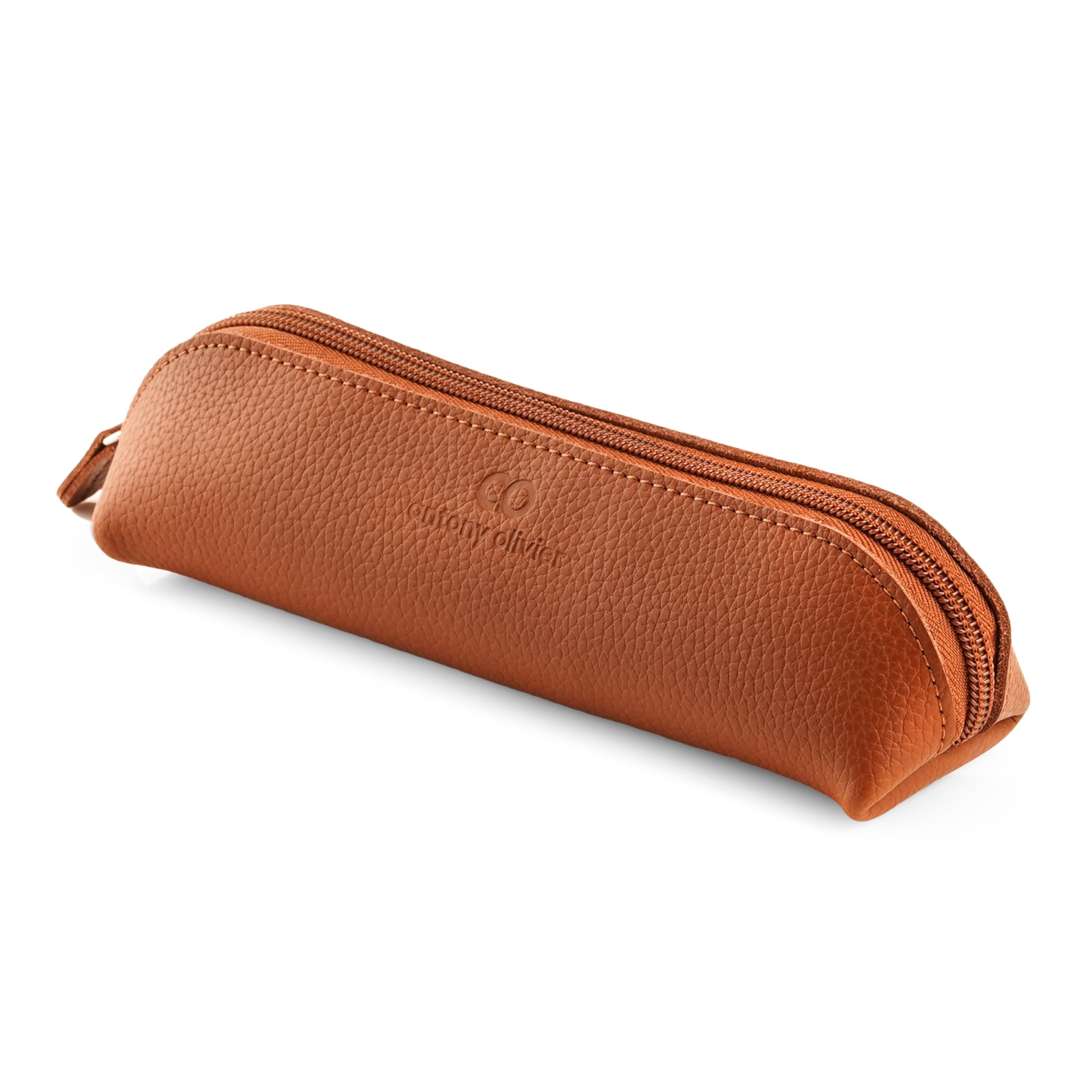 Antony Olivier Leather Pencil Case | Brown with Zip | for Men, Women, Girls, Boys & Professionals | Perfect Size Pouch for Stationery & Art Utensils | Packaged in a Kraft Gift Box