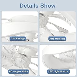 DLLT 20'' Flush Mount Ceiling Fan with Led Light