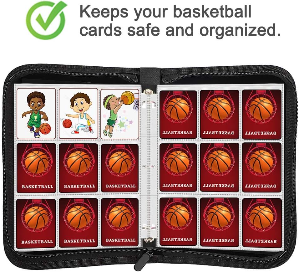 648 Pockets Basketball Card Binder Sleeves for Basketball Trading Cards, Carring Case with Basketball Card Sleeves Album Card Holder Protectors for Football Baseball Sports Card: Toys & Games