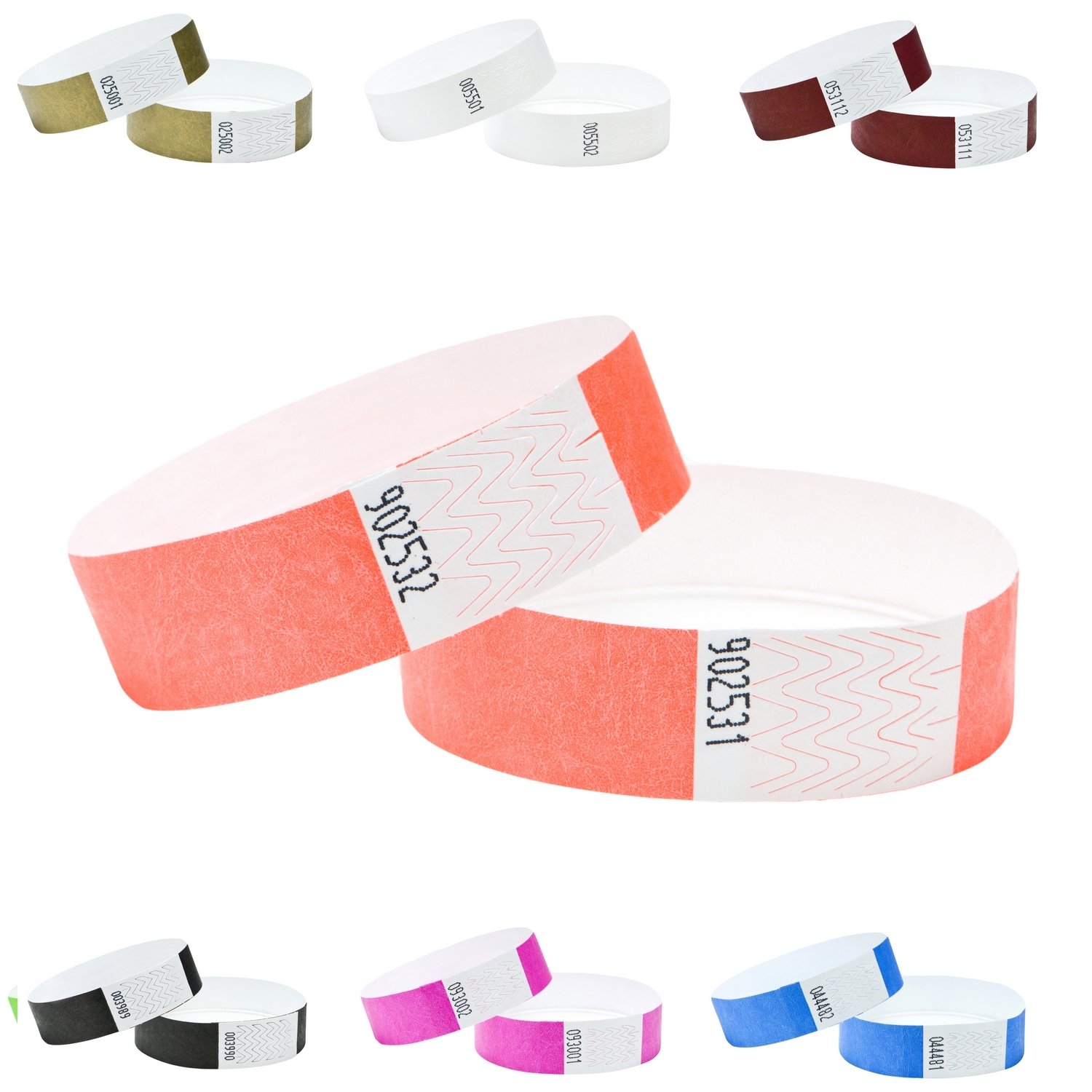 Wristbands Made from Dupont™ Tyvek® 3/4 inch 100 Pack, Paper Like Bracelets Used for Events, Nightclubs, waterparks etc. (Coral)