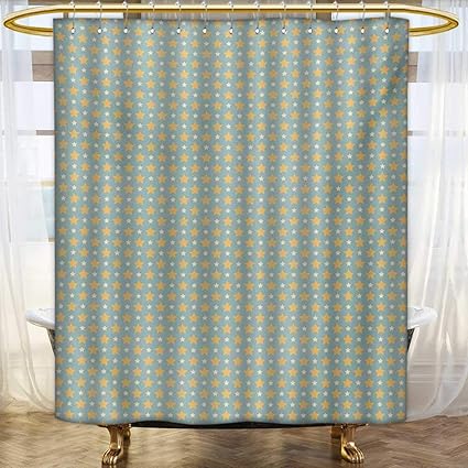 Amazon Com Lacencn Yellow And Blue Shower Curtains Fabric Big And