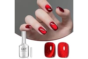 GAOY Red Cat Eye Gel Nail Polish, 16ml Glitter Holographic Nail Polish with Magnet, Reflective Translucent UV Gel, 2907 Ruby Twilight