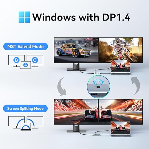 S8 Docking USB C Docking Station Dual Monitor For Laptop, LIONWEI