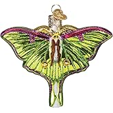 Old World Christmas Luna Moth Glass Blown Ornament for Christmas Tree, Handcrafted Holiday Decoration, Insect Collection