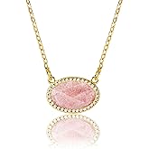 LETKLYB 14K Gold Plated Pendant Necklace for Women Oval Cut Gemstone Crystal Pendant Necklaces Birthday Gifts for Women Mom Wife Friends