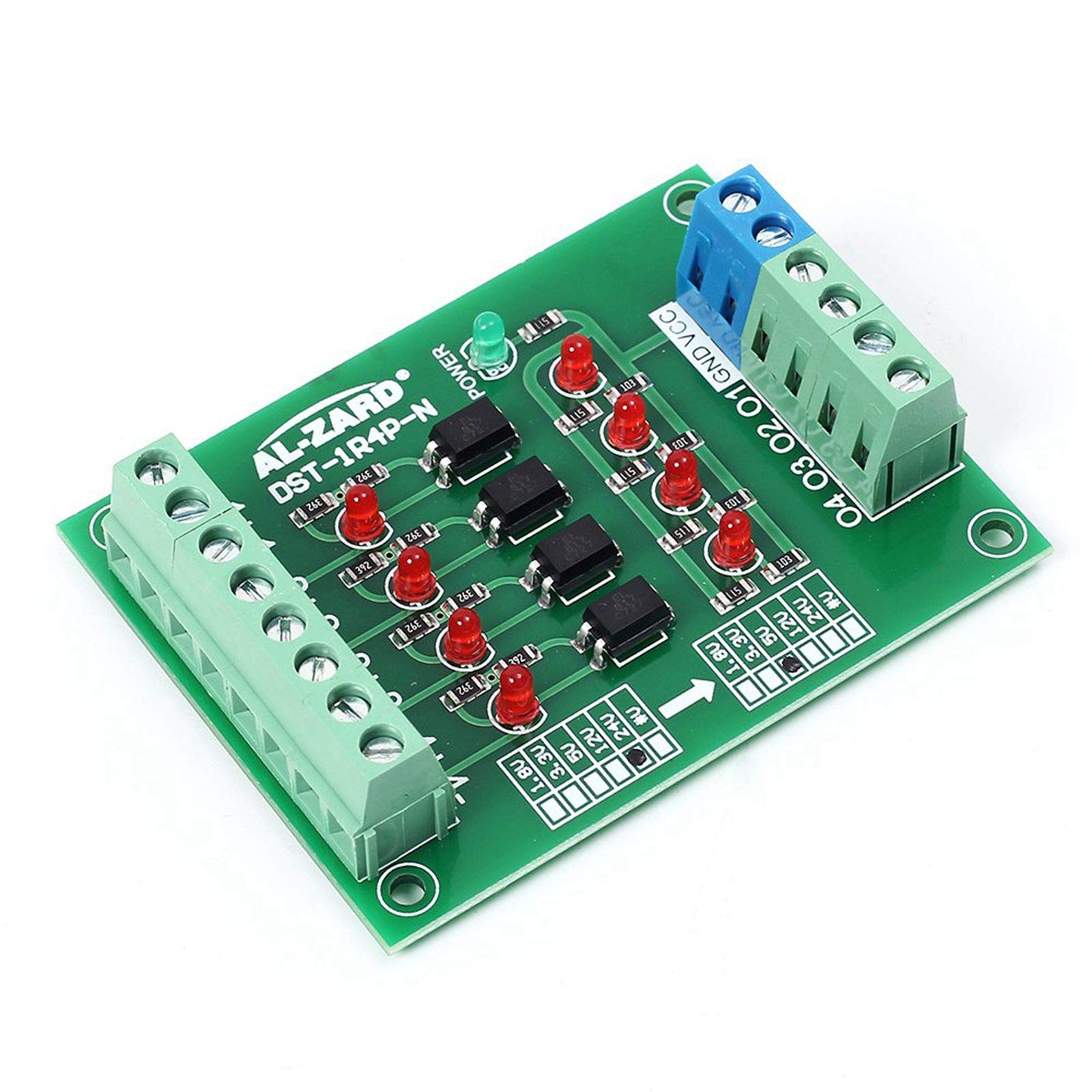 4 Bit Optocoupler Isolator Module,PLC Signal Level Voltage Converter Board Module (5V to 24V)