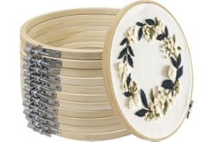GCVOPTON Embroidery Hoop 8 Inch 12 Pieces, Circle Embroidery Hoops Bulk, Round Large Embroidery Hoop, Adjustable Hoop Ring for Art Craft Handy Sewing Cross Stitch Supplies