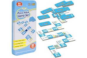 Kasfalci Place Value Dominoes Set,Math Manipulatives Games for Kids,Counting Toys,Learning Games,Preschool Learning Activities,Homeschool Supplies,Kindergarten Classroom Must Haves,1st 2nd 3rd Grade