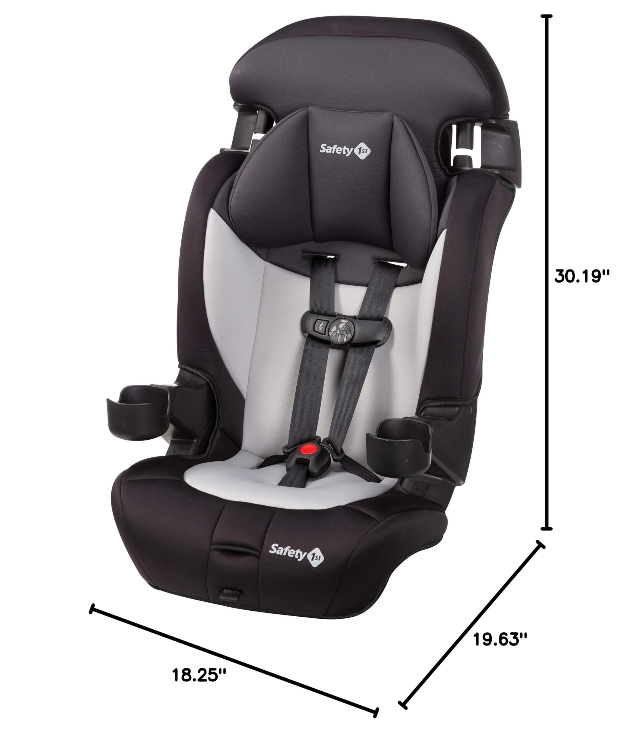 Safety 1st Grand 2-in-1 Booster Car Seat, Converts from High Back to Belt-Positioning Booster, High Back Seat for Kids 40-65, and Belt-Positioning 40-100 Pounds, Black Sparrow