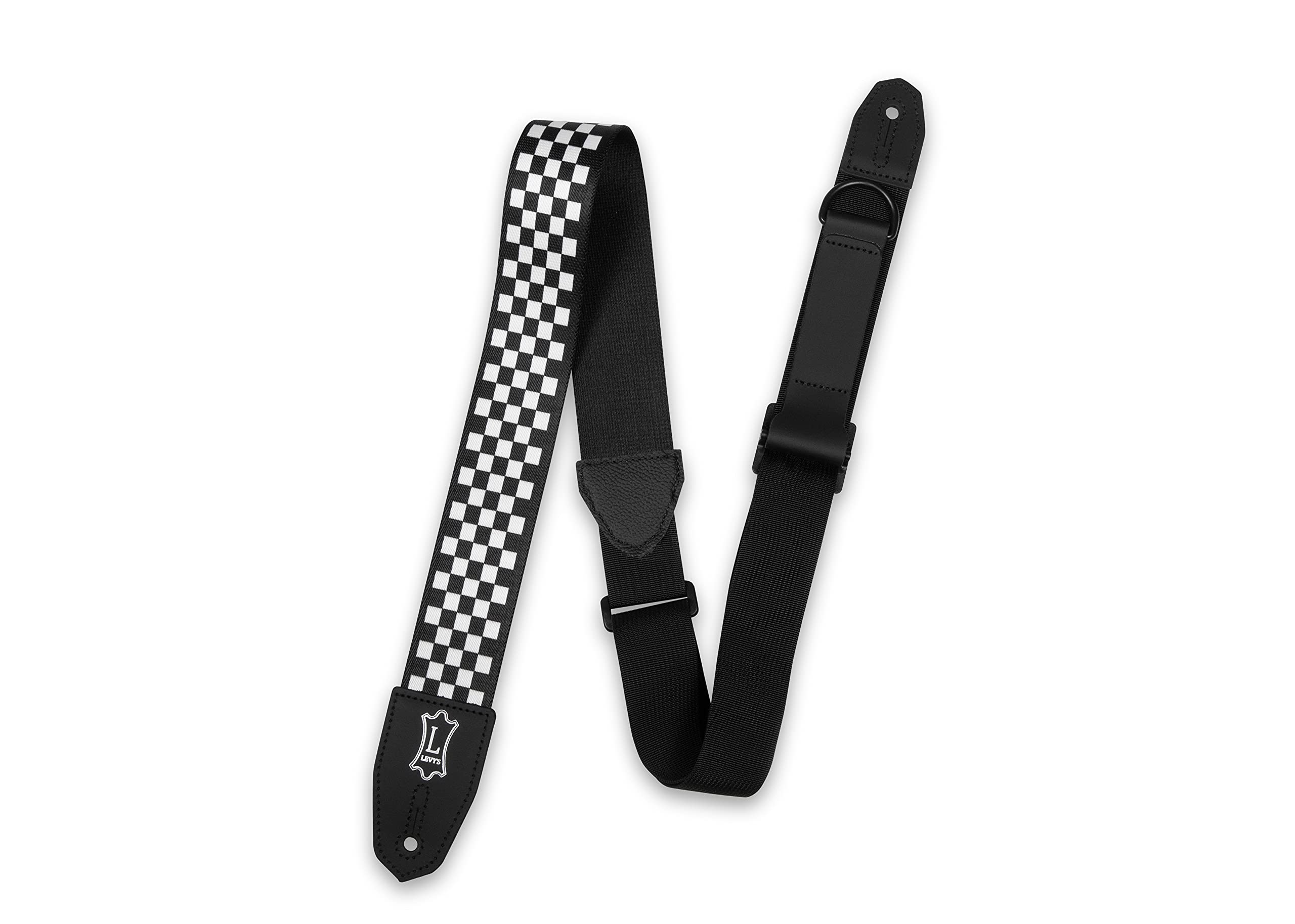Levy's Leathers Unisex's Mprh Right Height 2" Wide Polyester Guitar Strap with Black & White Checkered Motif, One Size