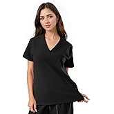 SUNME Scrub Tops for Women with 4-Pocket, Soft Stretchy, V-Neck Women's Medical Scrub Top,Breathable & Moisture-Wicking