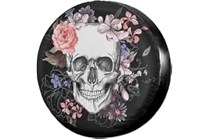 Foruidea Sugar Skull Flower Spare Tire Cover Dust-Proof Wheel Tire Cover Fit Trailer, RV, SUV and Many Vehicle (14, 15, 16, 1