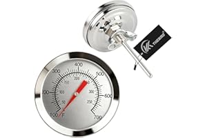 CloudHand 2 inch Upgrade Replacement for Egg Grill, BBQ Thermometer Gauge 100-700°F, Charcoal Pit Grill Smoker with 2" Dial, Wood Stove Magnetic or Weber Replace