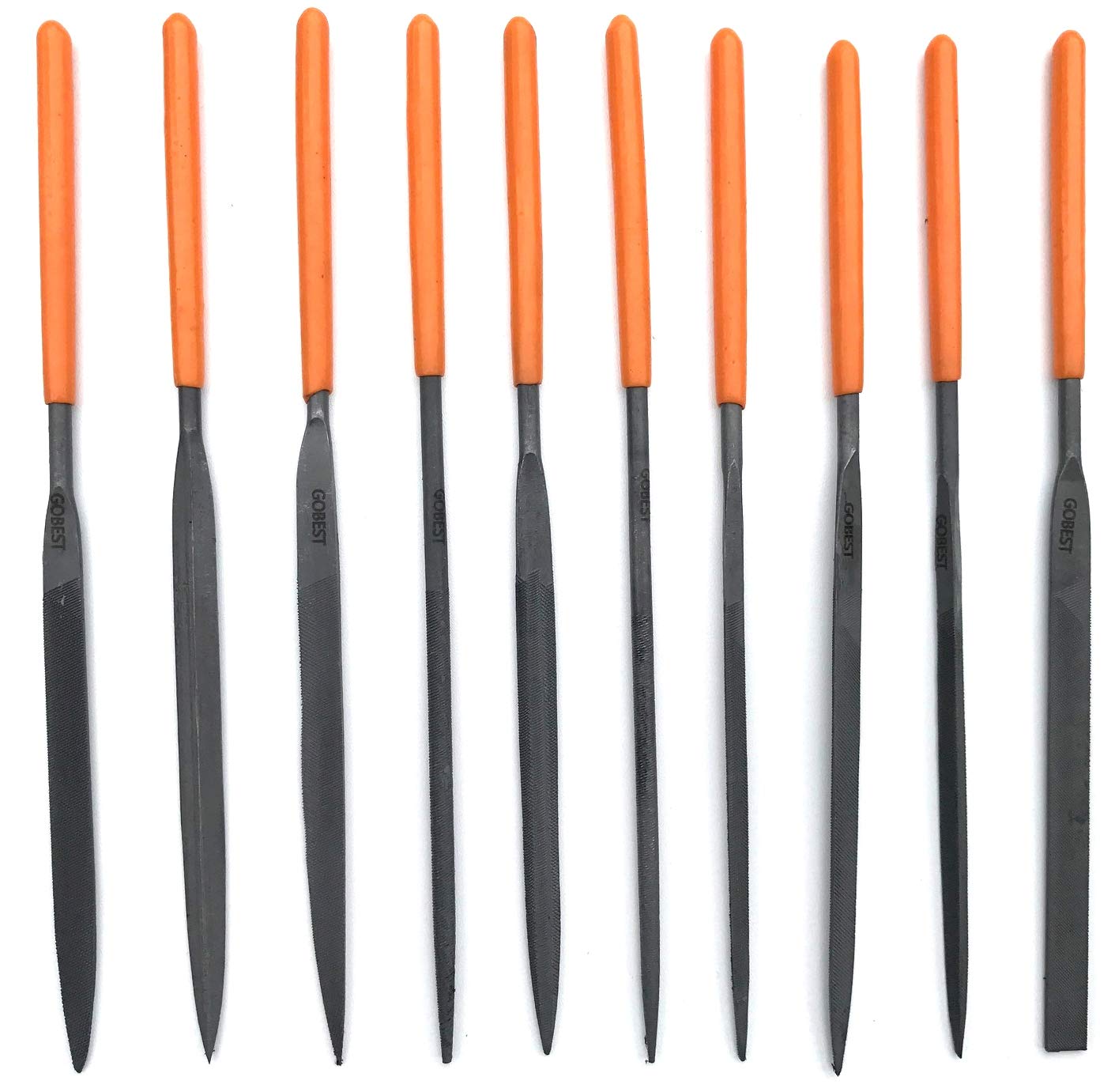 GOBEST Precision Needle File Metal Set 10 pcs 3x140x60 mm, T12 Steel (GB-0010)