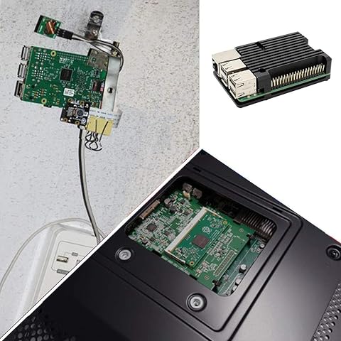 Molyflower para Raspberry Pi 3B Carcasa de Aluminio con Doble Ventilador Carcasa de Metal Carcasa Negra para RPI Raspberry Pi 3B - Negro