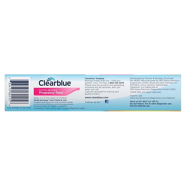 CLEARBLUE DIGITAL & PLUS PREGNANCY 2 TESTS – 0633472601156