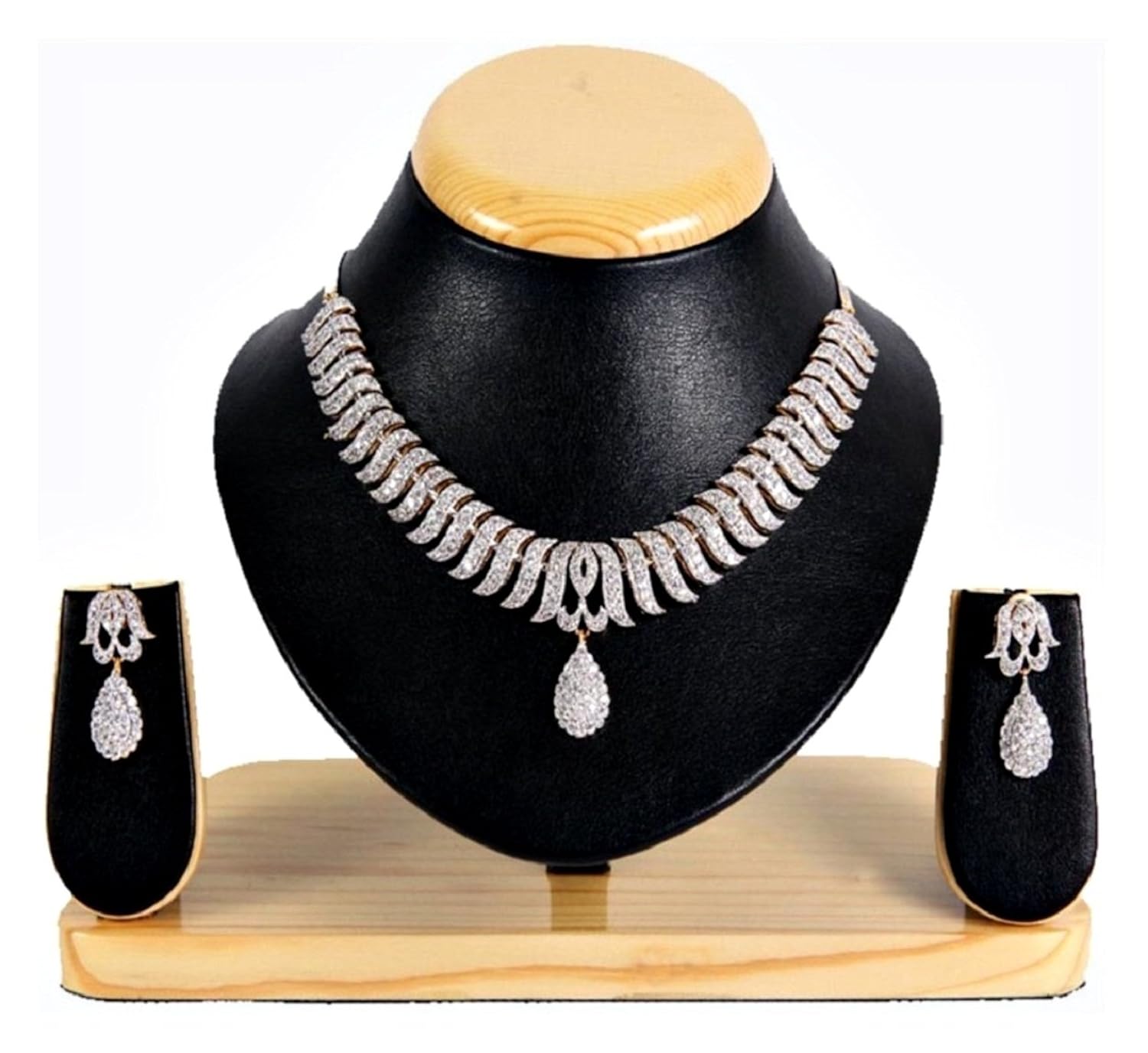 jdx american diamond gold plated necklace set for women and girls