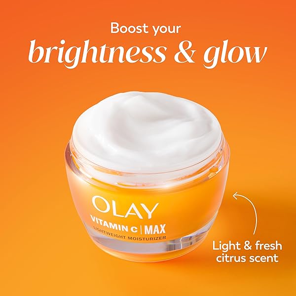 OLAY VITAMIN C MAX FACE MOISTURIZER, BRIGHTENING CREAM FOR WOMEN, HYDRATING, EVENS TONE, DARK SPOT & HYPERPIGMENTATION REDUCTION, GLOWING SKIN CARE – NIACINIAMIDE, PEPTIDES 1.7 OZ