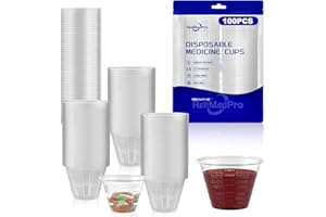 ReliMedPro Disposable Graduated Small Plastic Medicine Cups, Bulk Pack of 100, 1 OZ (30ml) Measuring Cup for Liquid Medicatio