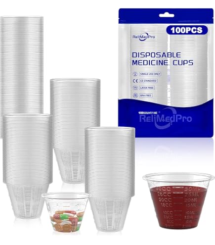 Amazon.com: One Ounce Plastic Disposable Cups (1 oz) for Measuring and  Dispensing Liquid Medicine, Pills, Wine, Jello Shots (100): Home & Kitchen